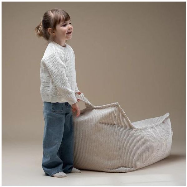Pouf fauteuil enfant en velours côtelé - Marshmallow