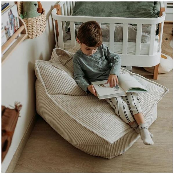 Pouf fauteuil enfant en velours côtelé - Marshmallow