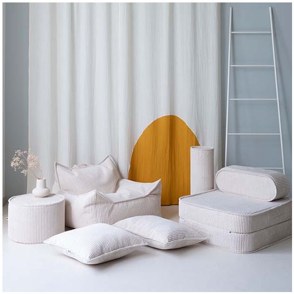 Pouf fauteuil enfant en velours côtelé - Marshmallow