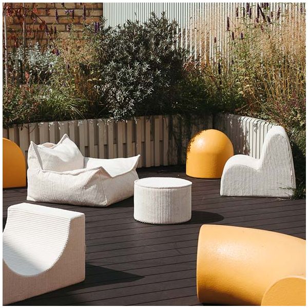 Pouf fauteuil enfant en velours côtelé - Marshmallow