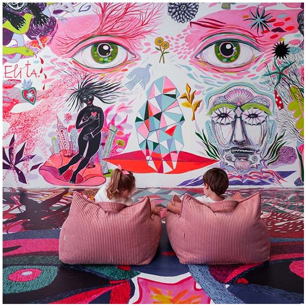 Pouf fauteuil enfant en velours côtelé - Rose Mousse