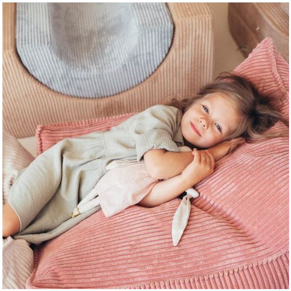 Pouf fauteuil enfant en velours côtelé - Rose Mousse