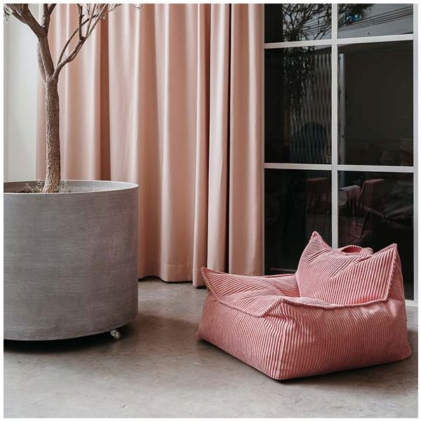 Pouf fauteuil enfant en velours côtelé - Rose Mousse