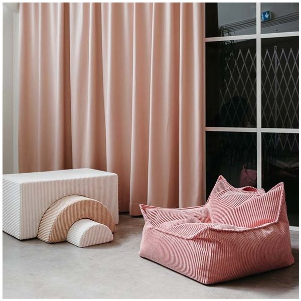 Pouf fauteuil enfant en velours côtelé - Rose Mousse