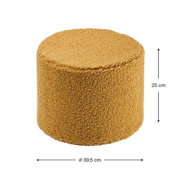 Pouf enfant en bouclette rond - Caramel