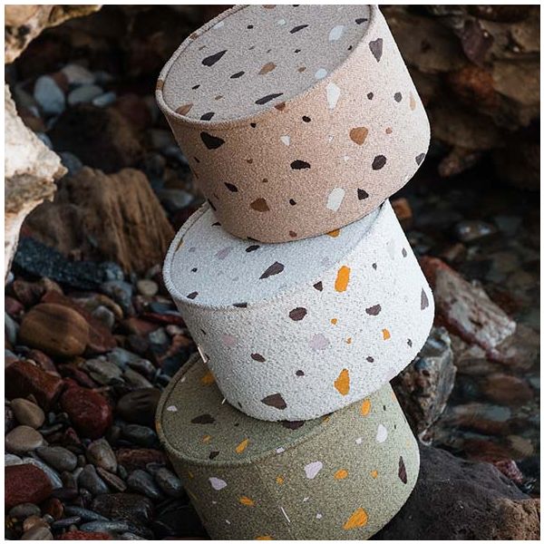 Pouf enfant en bouclette rond - Terrazzo Moss