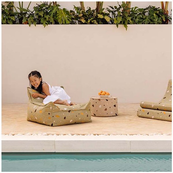 Pouf enfant en bouclette rond - Terrazzo Sable