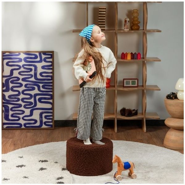 Round Kids Bouclé Beanbag - Warm Hazel