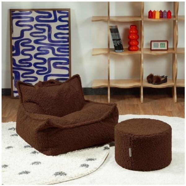 Round Kids Bouclé Beanbag - Warm Hazel