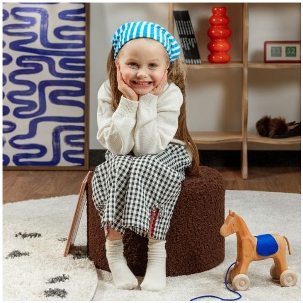 Round Kids Bouclé Beanbag - Warm Hazel