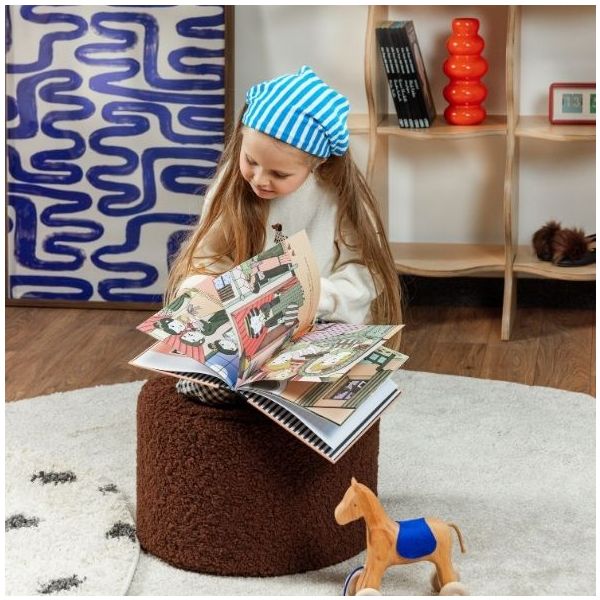 Round Kids Bouclé Beanbag - Warm Hazel