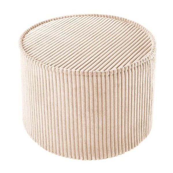 Pouf enfant en velours côtelé rond - Beige