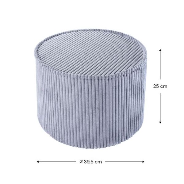 Pouf enfant en velours côtelé rond - Bleu Myrtille