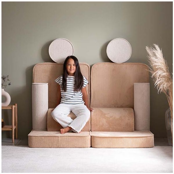 Canapé enfant modulable en velours côtelé Settee - Beige