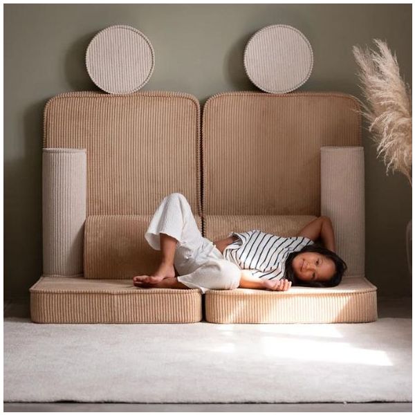 Canapé enfant modulable en velours côtelé Settee - Beige