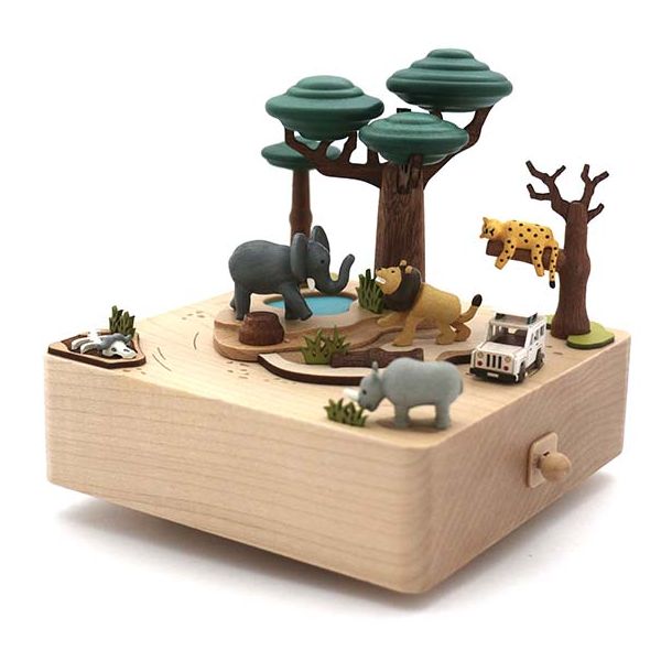 Boîte à musique en bois - Safari