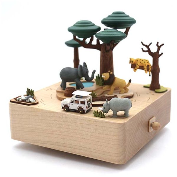 Boîte à musique en bois - Safari