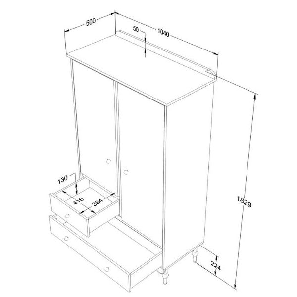 Armoire 2 portes Babushka - Rose