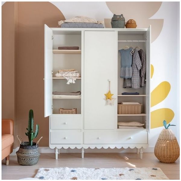 Babushka 3 Doors Wardrobe - White