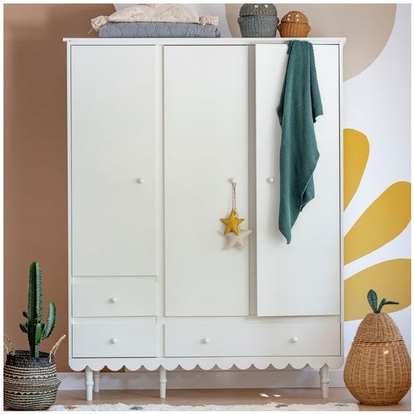 Babushka 3 Doors Wardrobe - White