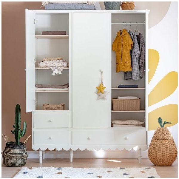 Babushka 3 Doors Wardrobe - White