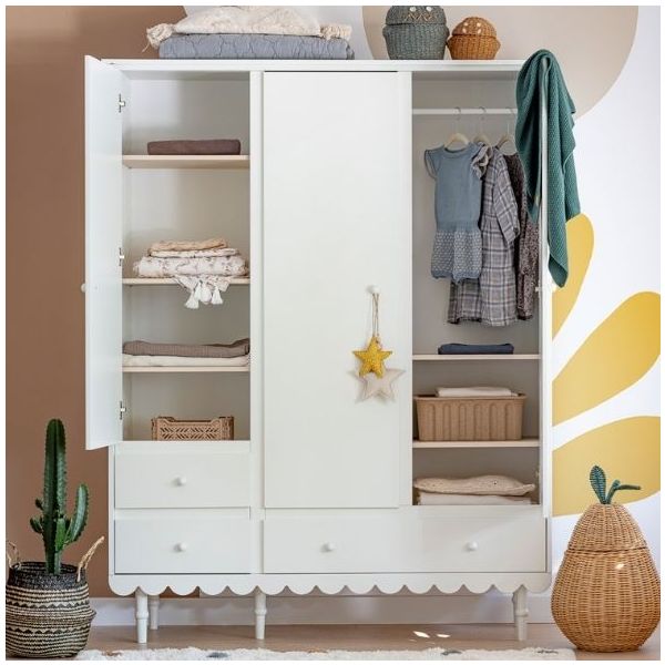 Babushka 3 Doors Wardrobe - White