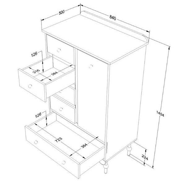 Armoire basse Babushka - Blanc
