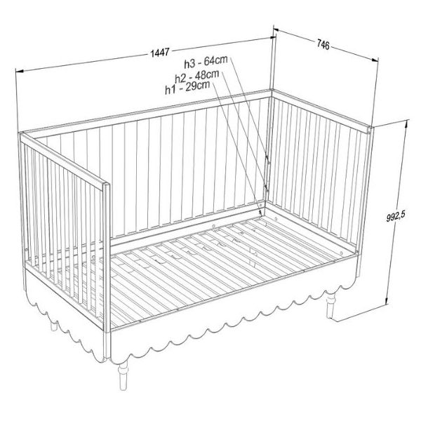 Babushka Convertible Crib 70 x 140 cm - White