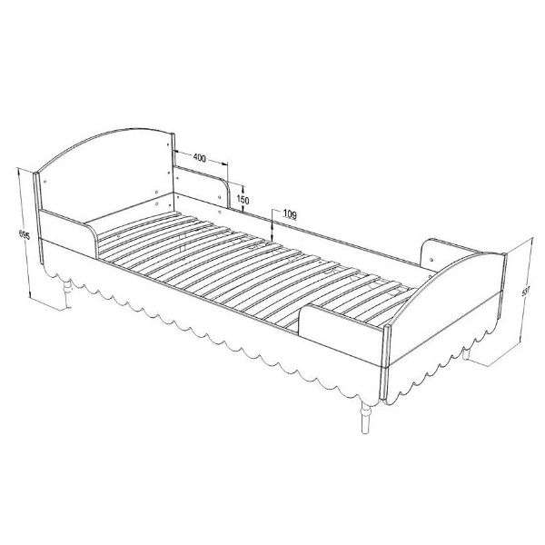 Babushka Single Bed 90 x 200 cm - White