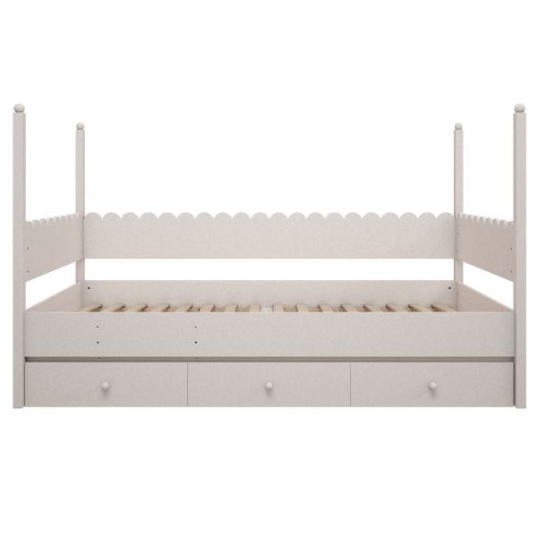 Babushka Lower Bed 90 x 200 cm with Safety Rail - White