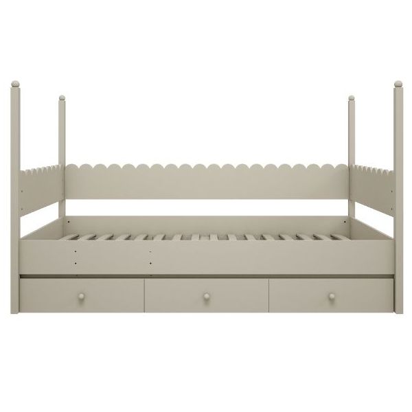 Lit inférieur Babushka 90 x 200 cm avec barrière de sécurité - Olive