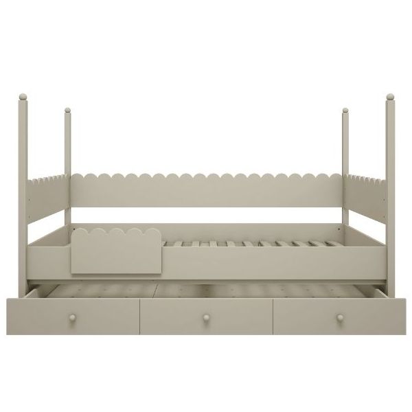 Lit inférieur Babushka 90 x 200 cm avec barrière de sécurité - Olive