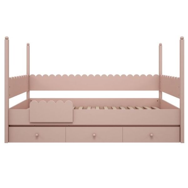 Lit inférieur Babushka 90 x 200 cm avec barrière de sécurité - Rose