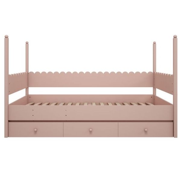 Lit inférieur Babushka 90 x 200 cm avec barrière de sécurité - Rose