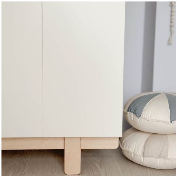 Armoire avec étagères latérales Basic - Hêtre / Blanc