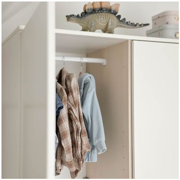Armoire avec étagères latérales Basic - Hêtre / Blanc