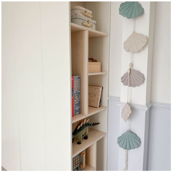 Armoire avec étagères latérales Basic - Hêtre / Blanc