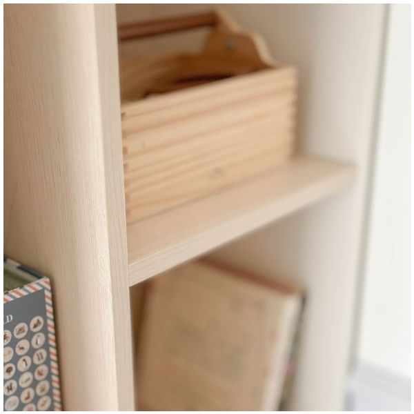 Armoire avec étagères latérales Basic - Hêtre / Blanc