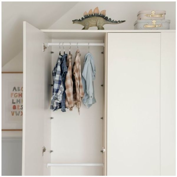 Armoire avec étagères latérales Basic - Hêtre / Blanc