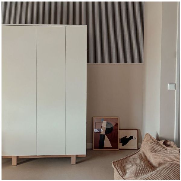 Armoire avec étagères latérales Basic - Hêtre / Blanc