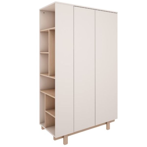 Armoire avec étagères latérales Basic - Hêtre / Blanc