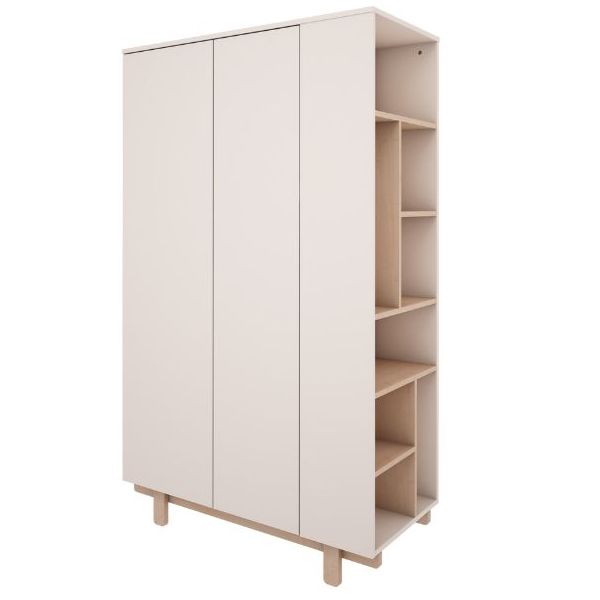 Armoire avec étagères latérales Basic - Hêtre / Blanc