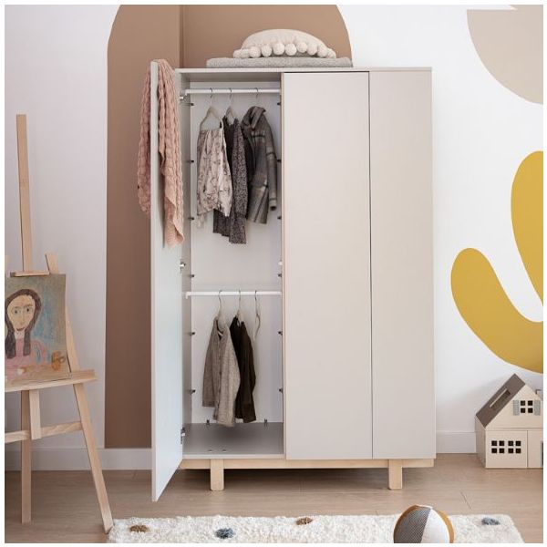 Armoire avec étagères latérales Basic - Hêtre / Cachemire