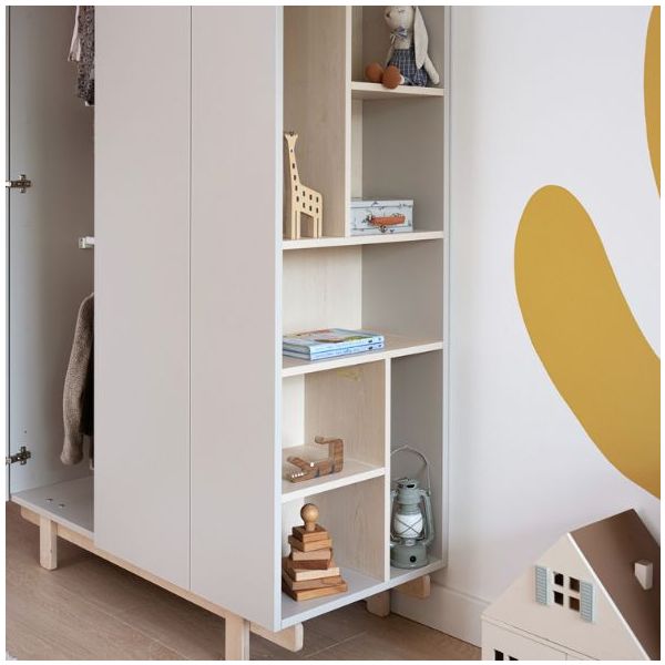 Armoire avec étagères latérales Basic - Hêtre / Cachemire