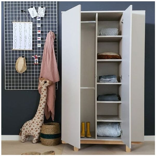 Armoire avec étagères latérales Basic - Hêtre / Cachemire