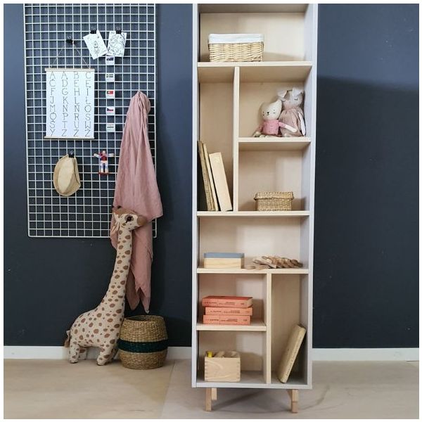 Armoire avec étagères latérales Basic - Hêtre / Cachemire
