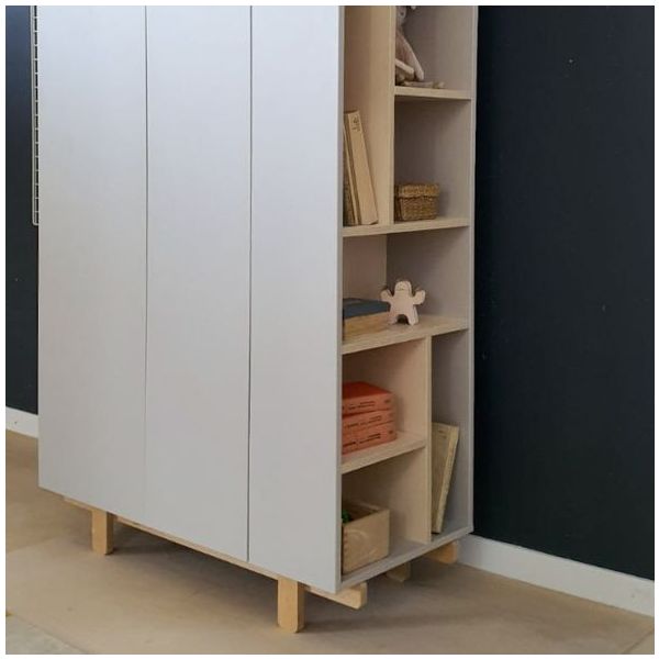 Armoire avec étagères latérales Basic - Hêtre / Cachemire