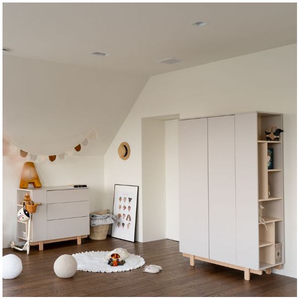 Armoire avec étagères latérales Basic - Hêtre / Cachemire