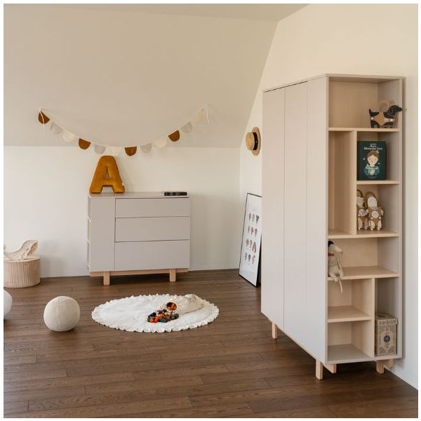 Armoire avec étagères latérales Basic - Hêtre / Cachemire