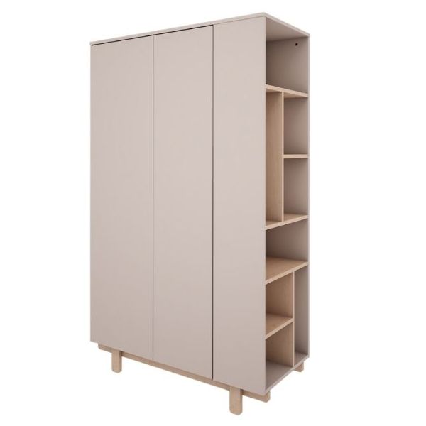 Armoire avec étagères latérales Basic - Hêtre / Cachemire
